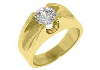 MENS 1.26 CARAT SOLITAIRE ROUND CUT DIAMOND RING WEDDING BAND TENSION SET GOLD