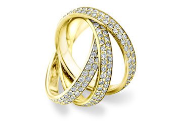 DIAMOND ROLLING ETERNITY BAND WEDDING RING YELLOW GOLD 3 CARAT MICRO PAVE