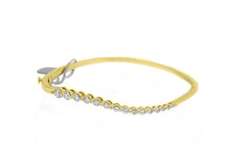 WOMENS DIAMOND BANGLE JOURNEY TENNIS BRACELET 1 CARAT ROUND CUT 14KT YELLOW GOLD
