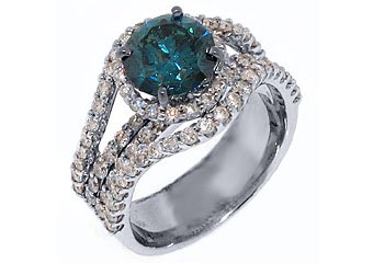 3.7 CARAT WOMENS BLUE DIAMOND ENGAGEMENT WEDDING HALO RING ROUND CUT WHITE GOLD