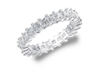 DIAMOND ETERNITY BAND WEDDING RING PRINCESS SQUARE WHITE GOLD 2.00 CARAT PRONG