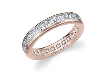 DIAMOND ETERNITY BAND WEDDING RING PRINCESS SQUARE CUT 14K ROSE GOLD 2.00 CARATS