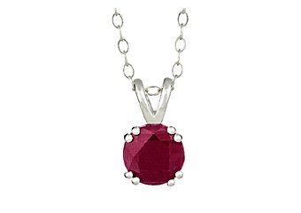 1.6 CARAT RUBY BRILLIANT ROUND CUT PENDANT 7mm 925 SILVER w 18" CHAIN