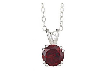 1.6 CARAT GARNET BRILLIANT ROUND CUT PENDANT 7mm 925 SILVER w 18" CHAIN