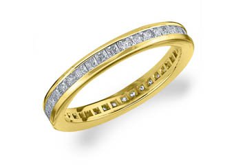 DIAMOND ETERNITY BAND WEDDING RING PRINCESS SQUARE CUT 14KT YELLOW GOLD 1 CARAT