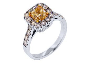 2 CARAT WOMENS FANCY YELLOW DIAMOND ENGAGEMENT RING PRINCESS CUT WHITE GOLD