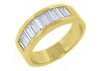 MENS 1.75 CARAT BAGUETTE CUT DIAMOND RING WEDDING BAND 14KT YELLOW GOLD