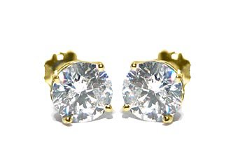 2 CARAT BRILLIANT ROUND CUT DIAMOND STUD EARRINGS 14K YELLOW GOLD SI3