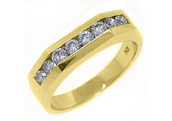 MENS 2/3 CARAT BRILLIANT ROUND CUT DIAMOND RING WEDDING BAND 14KT YELLOW GOLD