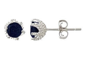1.4CT SAPPHIRE STUD EARRINGS 5mm ROUND 925 SILVER 6-PRONG SEPTEMBER BIRTH STONE