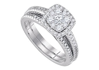 WOMENS DIAMOND ENGAGEMENT HALO RING WEDDING BAND BRIDAL SET CUSHION CUT SHAPE