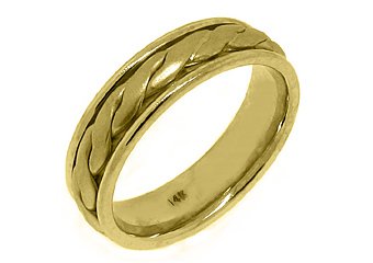 MENS WEDDING BAND ENGAGEMENT RING 14KT YELLOW GOLD BRAIDED FINISH 6mm