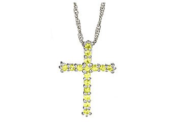 .80 CARAT WOMENS YELLOW SAPPHIRE CROSS PENDANT 925 STERLING SILVER