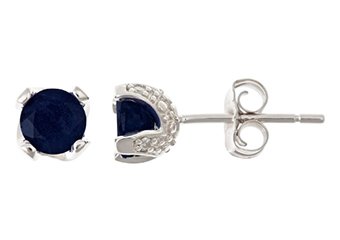 1.4 CARAT SAPPHIRE STUD EARRINGS 5mm ROUND STERLING SILVER SEPTEMBER BIRTH STONE