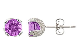1.43CT AMETHYST STUD EARRINGS 6mm ROUND 925 STERLING SILVER FEBRUARY BIRTH STONE