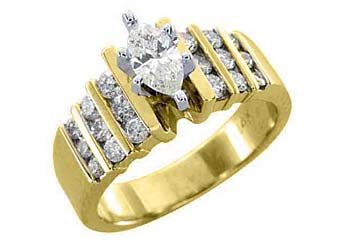 1.25 CARAT WOMENS DIAMOND ENGAGEMENT WEDDING RING MARQUISE ROUND CUT YELLOW GOLD
