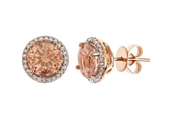 2.65 CARAT MORGANITE & DIAMOND STUD HALO EARRINGS 7mm ROUND STONE
