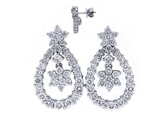 WOMENS 2.25 CARAT BRILLIANT ROUND DIAMOND DANGLE EARRINGS WHITE GOLD