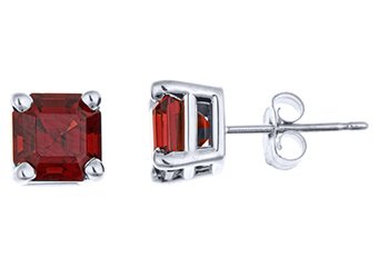 2.5 CARAT GARNET STUD EARRINGS 6mm ASSCHER 925 SILVER JANUARY BIRTH STONE