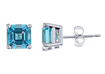 2.7 CARAT BLUE TOPAZ STUD EARRINGS 6mm ASSCHER 925 SILVER DECEMBER BIRTH STONE