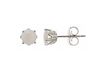 .60CT OPAL STUD EARRINGS 5mm ROUND 925 SILVER OCTOBER BIRTH STONE