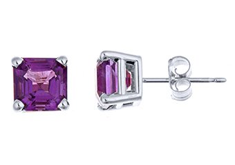 2 CARAT AMETHYST STUD EARRINGS 6mm ASSCHER 925 SILVER FEBRUARY BIRTH STONE