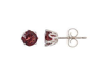 1.2CT GARNET STUD EARRINGS 5mm ROUND 925 SILVER JANUARY BIRTH STONE