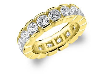 DIAMOND ETERNITY BAND WEDDING RING ROUND 14KT YELLOW GOLD 5.00 CARAT BOX SETTING