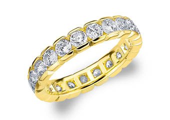 DIAMOND ETERNITY BAND WEDDING RING ROUND 14KT YELLOW GOLD 2.00 CARAT BOX SETTING