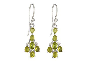 2.64 CARAT PERIDOT DIAMOND DANGLE EARRINGS PEAR OVAL AUGUST BIRTHSTONE