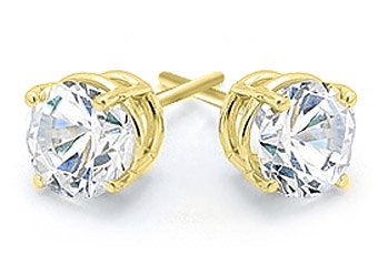 1/4 CARAT BRILLIANT ROUND CUT DIAMOND STUD EARRINGS 14K YELLOW GOLD I1