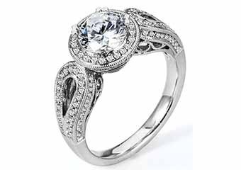 WOMENS DIAMOND ENGAGEMENT HALO RING ROUND CUT 1.48 CARAT 18K WHITE GOLD