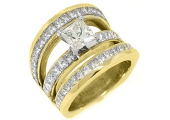6 CARAT WOMENS DIAMOND ENGAGEMENT WEDDING RING PRINCESS SQUARE CUT YELLOW GOLD