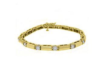 WOMENS DIAMOND TENNIS LINK BRACELET 1.86 CARAT ROUND CUT 14KT YELLOW GOLD SI H