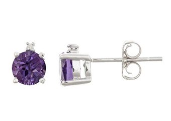 .93 CARAT AMETHYST & DIAMOND EARRINGS BRILLIANT ROUND FEBRUARY BIRTH STONE