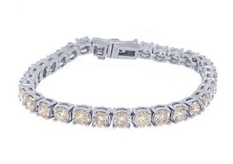 WOMENS DIAMOND TENNIS LINK BRACELET 13.38 CARAT ROUND CUT WHITE GOLD 7" INCH