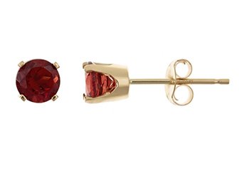 .60 CARAT GARNET STUD EARRINGS 4mm ROUND 14KT YELLOW GOLD JANUARY BIRTH STONE