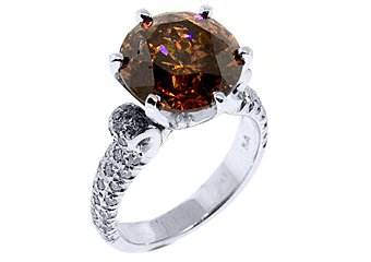 WOMENS 7.08 CARAT BROWN CHAMPAGNE DIAMOND ENGAGEMENT RING ROUND SHAPE