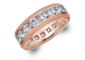 DIAMOND ETERNITY BAND WEDDING RING ROUND 14KT ROSE GOLD 4.00 CARAT MILGRAIN