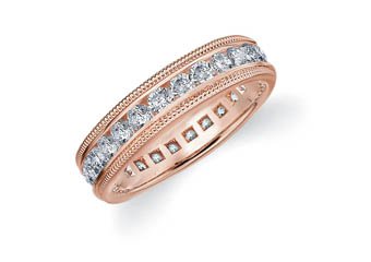 DIAMOND ETERNITY BAND WEDDING RING ROUND 14KT ROSE GOLD 1.50 CARAT MILGRAIN