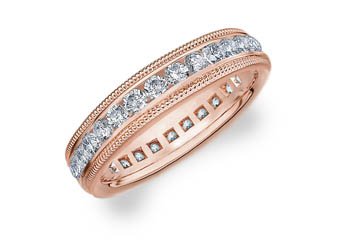 DIAMOND ETERNITY BAND WEDDING RING ROUND 14KT ROSE GOLD 1.00 CARAT MILGRAIN