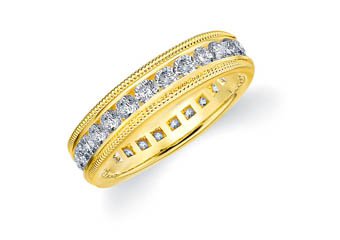 DIAMOND ETERNITY BAND WEDDING RING ROUND 14KT YELLOW GOLD 1.50 CARAT MILGRAIN