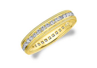 DIAMOND ETERNITY BAND WEDDING RING ROUND 14KT YELLOW GOLD .50 CARAT MILGRAIN