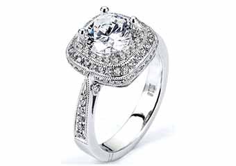 WOMENS DIAMOND ENGAGEMENT HALO RING ROUND CUT 1.56 CARAT 18K WHITE GOLD