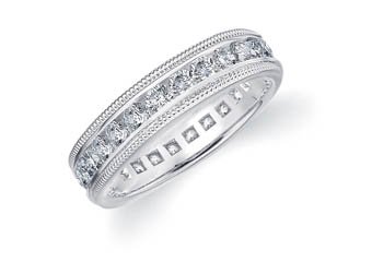 DIAMOND ETERNITY BAND WEDDING RING ROUND 14KT WHITE GOLD 1.50 CARAT MILGRAIN