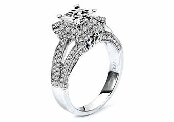 WOMENS DIAMOND ENGAGEMENT HALO RING PRINCESS CUT 1.72 CARAT 18K WHITE GOLD