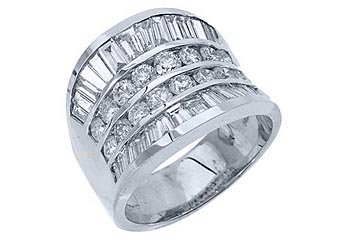 4.38CT WOMENS BRILLIANT ROUND BAGUETTE CUT DIAMOND RING WEDDING BAND WHITE GOLD