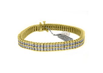 LADIES DIAMOND BOX TENNIS BRACELET 8 CARAT ROUND CUT 14KT YELLOW GOLD 7" INCH