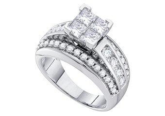 1.5 CARAT WOMENS DIAMOND ENGAGEMENT RING PRINCESS CUT SHAPE WHITE GOLD