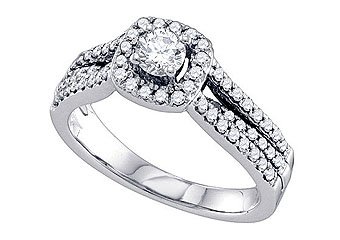 .76 CARAT WOMENS DIAMOND ENGAGEMENT HALO RING BRILLIANT ROUND SHAPE WHITE GOLD